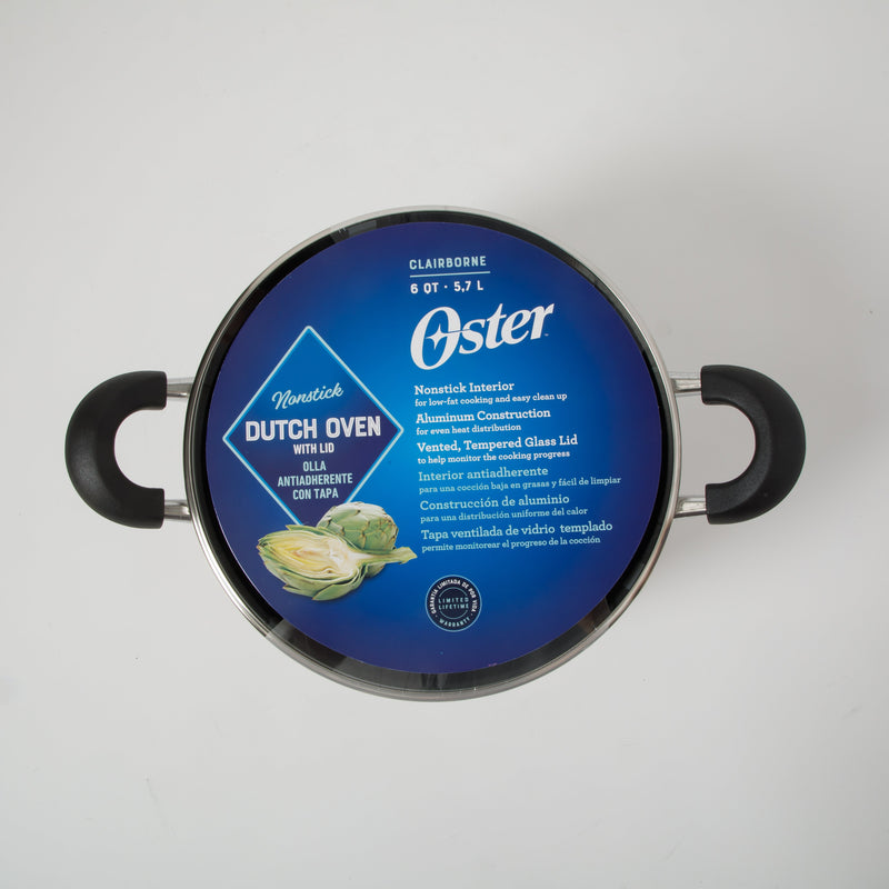 Oster Clairborne 6qt Aluminum Dutch Oven w/ Lid - Linen - Nonstick Interior Hammered Exterior - Color Coating - Bakelite Handle - Color Label