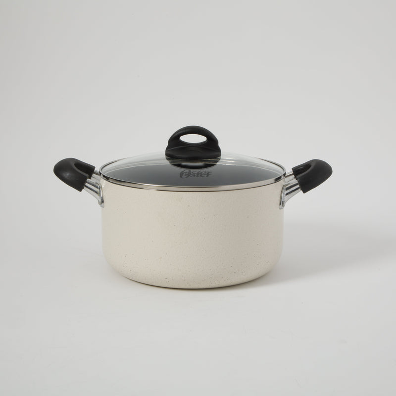 Oster Clairborne 6qt Aluminum Dutch Oven w/ Lid - Linen - Nonstick Interior Hammered Exterior - Color Coating - Bakelite Handle - Color Label