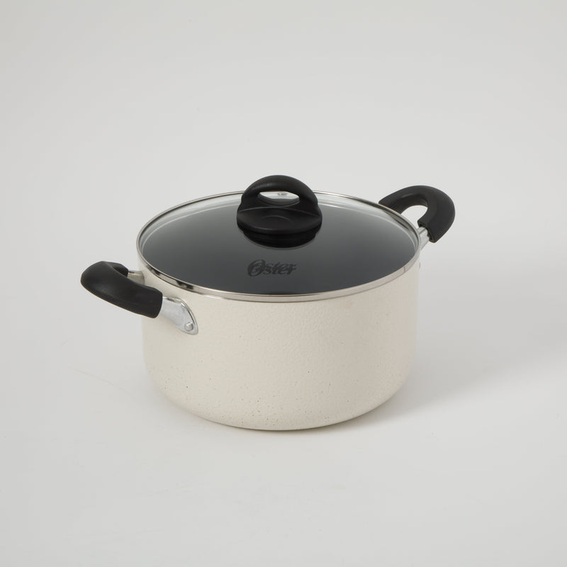 Oster Clairborne 6qt Aluminum Dutch Oven w/ Lid - Linen - Nonstick Interior Hammered Exterior - Color Coating - Bakelite Handle - Color Label