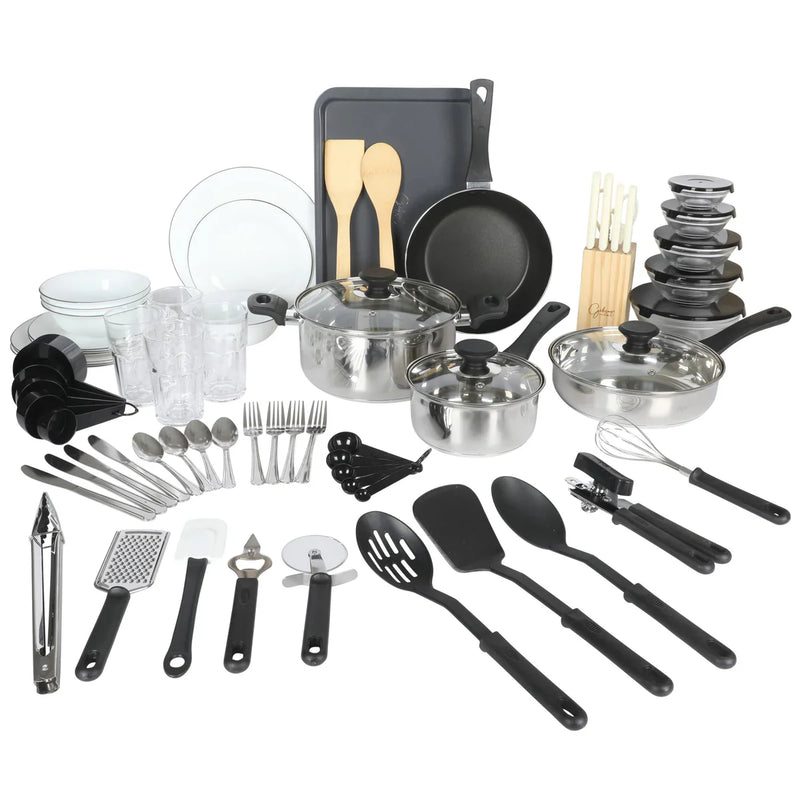 Gibson Home Culinary Basics 74pc Kitchen Combo Set - Gift Box w/ Remailer