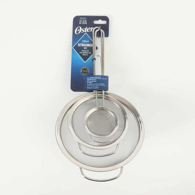 Oster Baldwyn 3pc Stainless Steel Mesh Strainer - Tie Card