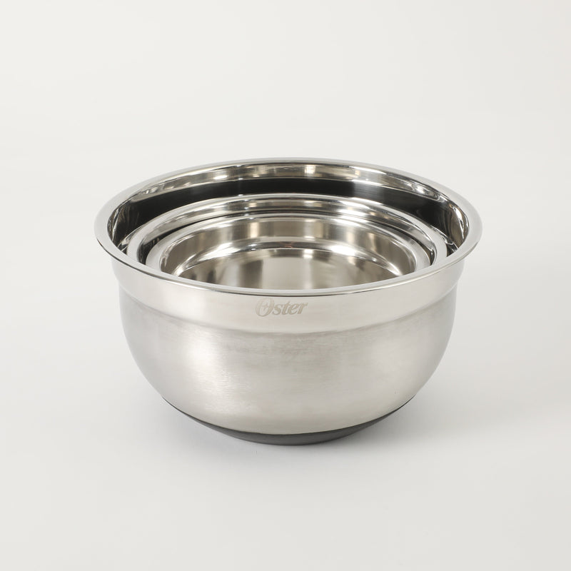 Oster Oswalt 3pc Stainless Steel Mixing Bowl Set w/ Black Antiskid Base - GBX