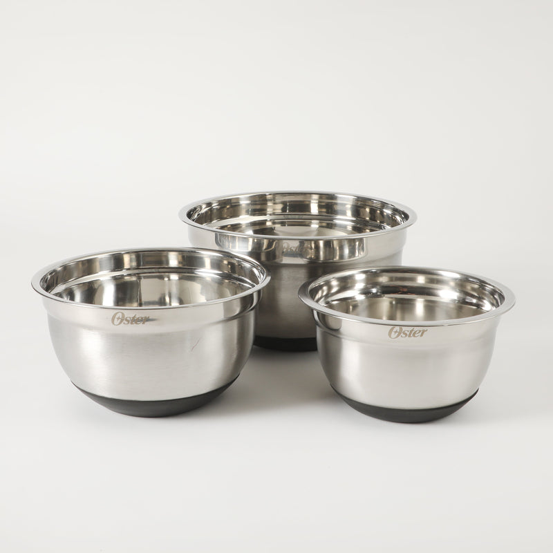 Oster Oswalt 3pc Stainless Steel Mixing Bowl Set w/ Black Antiskid Base - GBX