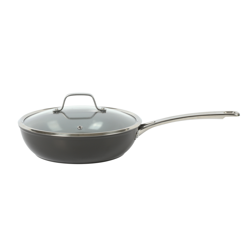 Sur la Table Kitchen Essentials Gourmet Cuisine 10pc Forged Aluminum Cookware Set w/ Glass Lid - Grey Ceramic Titanium Interior - Induction Base - Stainless Steel Hollow Handle - Gift Box w/ Remailer