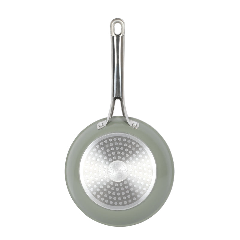 Sur La Table Kitchen Essentials Gourmet Cuisine 8" Forged Aluminum Frying Pan - Grey Ceramic Titanium Interior - Induction Base - Stainless Steel Hollow Handle - Color Sleeve