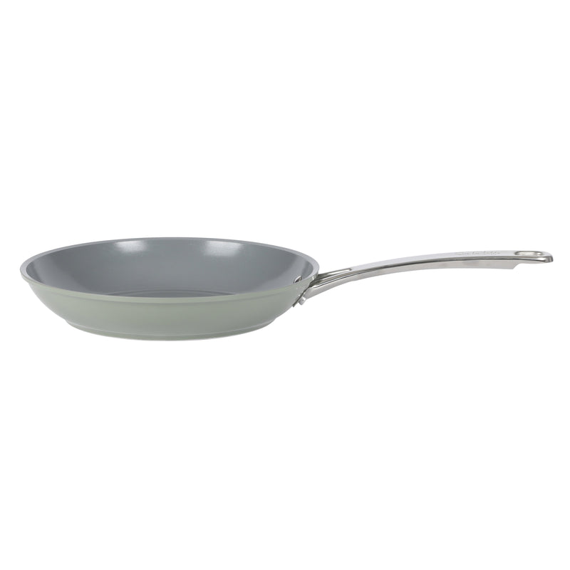Sur La Table Kitchen Essentials Gourmet Cuisine 10" Forged Aluminum Frying Pan - Grey Ceramic Titanium Interior - Induction Base - Stainless Steel Hollow Handle - Color Sleeve
