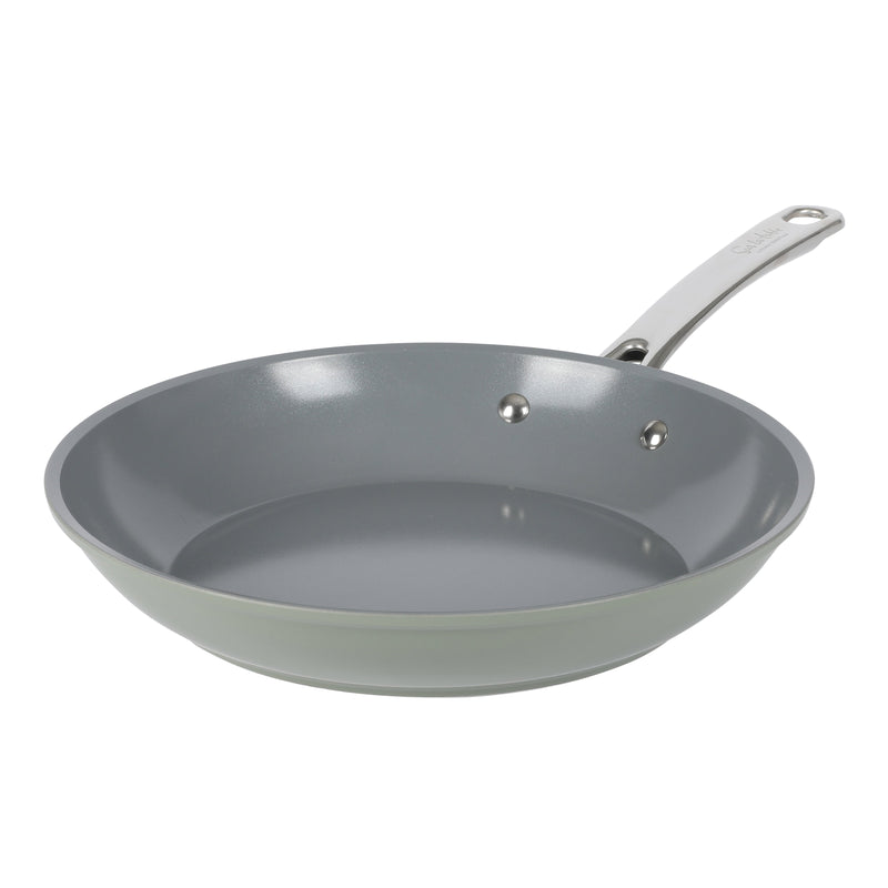 Sur La Table Kitchen Essentials Gourmet Cuisine 10" Forged Aluminum Frying Pan - Grey Ceramic Titanium Interior - Induction Base - Stainless Steel Hollow Handle - Color Sleeve