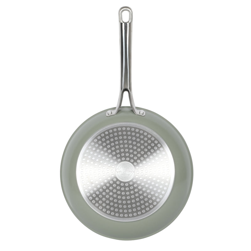 Sur La Table Kitchen Essentials Gourmet Cuisine 10" Forged Aluminum Frying Pan - Grey Ceramic Titanium Interior - Induction Base - Stainless Steel Hollow Handle - Color Sleeve