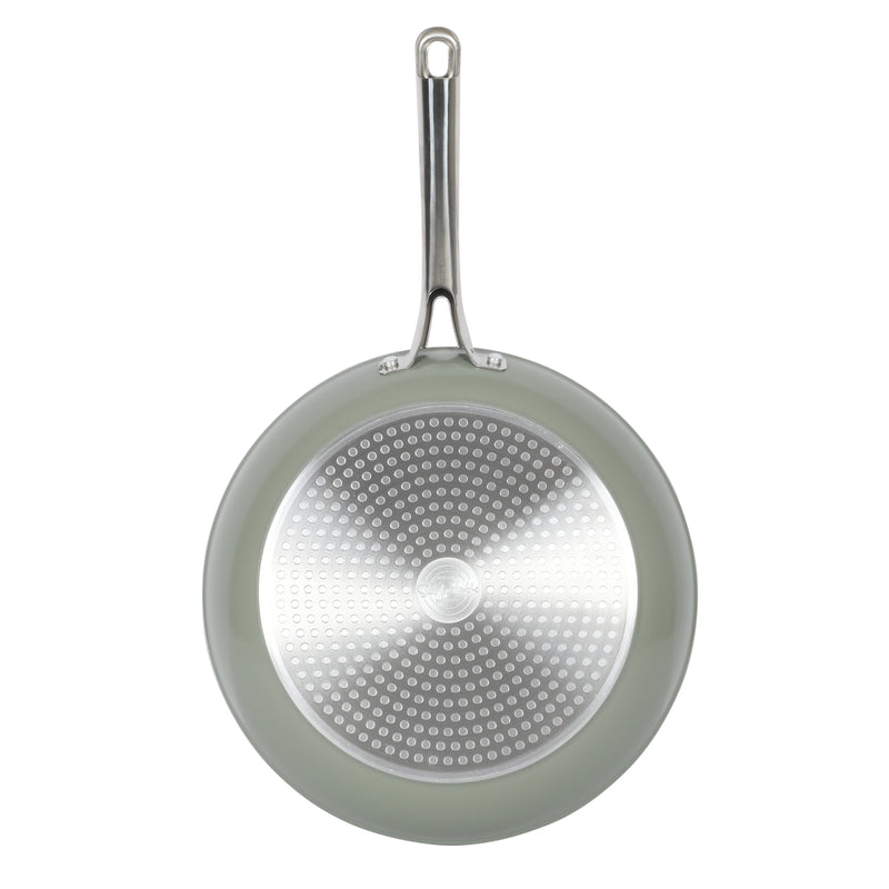 Sur La Table Kitchen Essentials Gourmet Cuisine 12" Forged Aluminum Frying Pan - Grey Ceramic Titanium Interior - Induction Base - Stainless Steel Hollow Handle - Color Sleeve