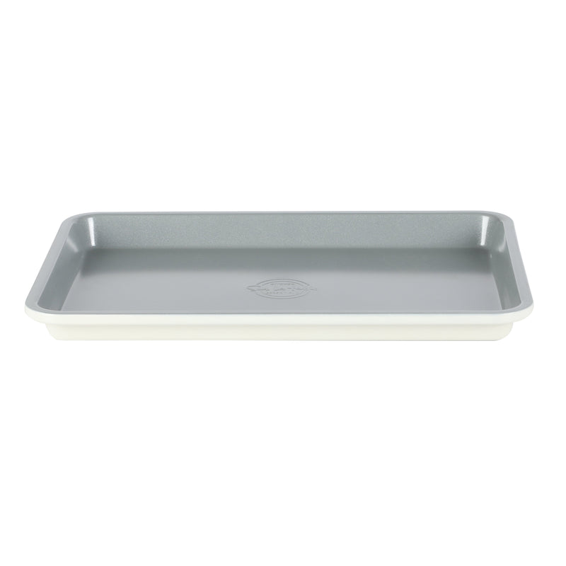Sur la Table Kitchen Essentials Bake Sale 13" Carbon Steel Cookie Sheet - Eggshell - Grey Nonstick Interior - Color Label