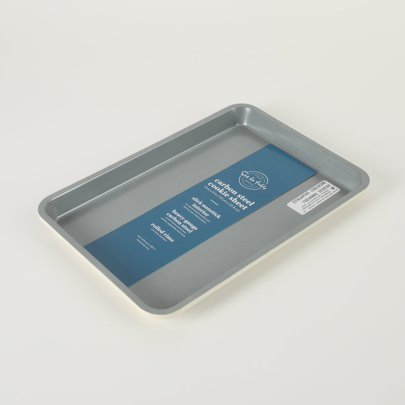 Sur la Table Kitchen Essentials Bake Sale 13" Carbon Steel Cookie Sheet - Eggshell - Grey Nonstick Interior - Color Label