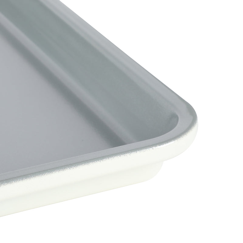 Sur la Table Kitchen Essentials Bake Sale 15" Carbon Steel Cookie Sheet - Eggshell - Grey Nonstick Interior - Color Label