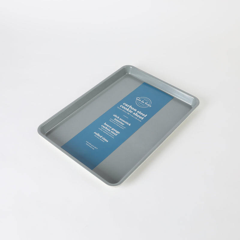Sur la Table Kitchen Essentials Bake Sale 15" Carbon Steel Cookie Sheet - Eggshell - Grey Nonstick Interior - Color Label