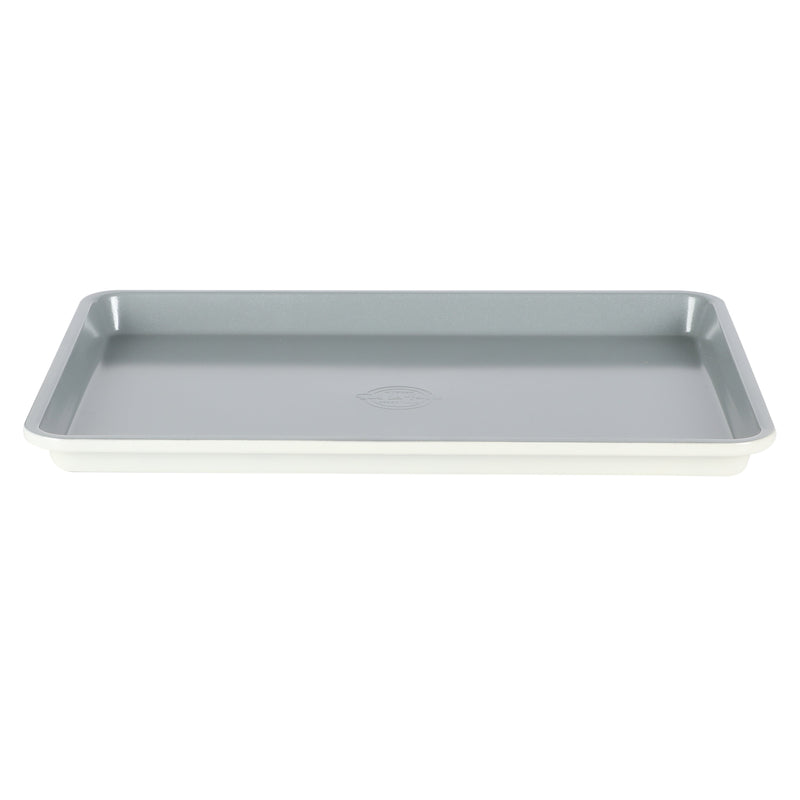 Sur la Table Kitchen Essentials Bake Sale 15" Carbon Steel Cookie Sheet - Eggshell - Grey Nonstick Interior - Color Label