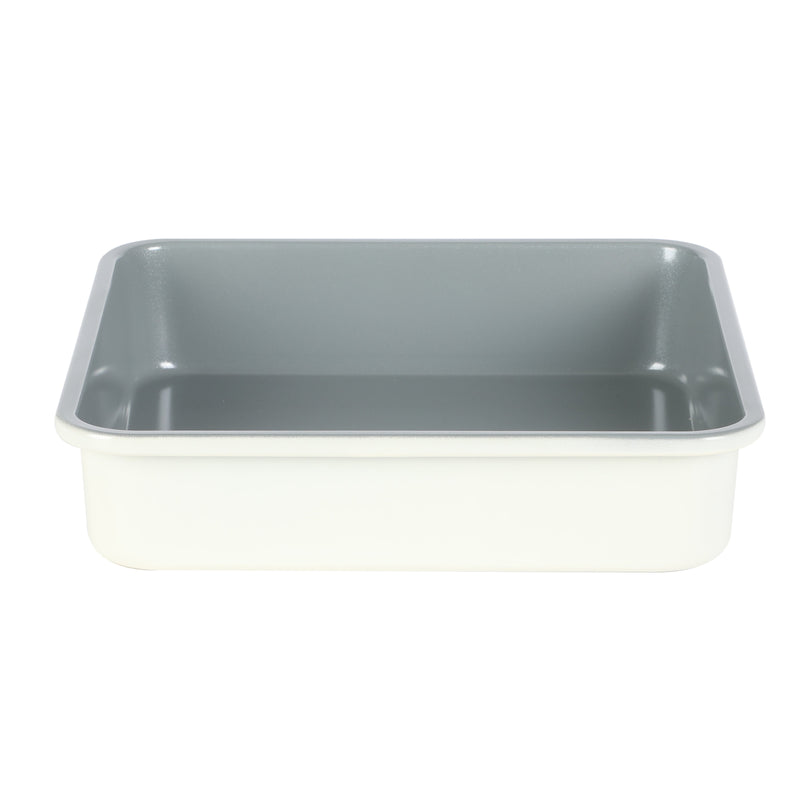 Sur la Table Kitchen Essentials Bake Sale 9" Carbon Steel Cake Pan - Eggshell - Grey Nonstick Interior - Color Label