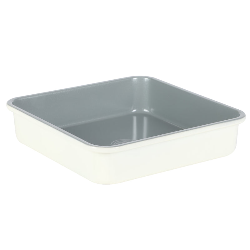 Sur la Table Kitchen Essentials Bake Sale 9" Carbon Steel Cake Pan - Eggshell - Grey Nonstick Interior - Color Label