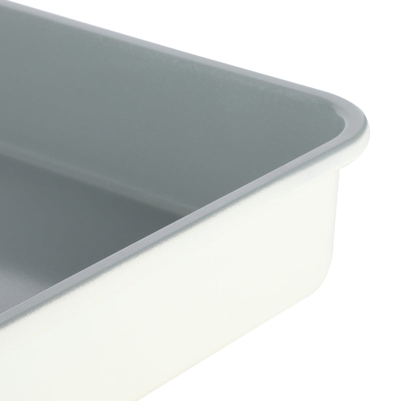 Sur la Table Kitchen Essentials Bake Sale 9" Carbon Steel Cake Pan - Eggshell - Grey Nonstick Interior - Color Label