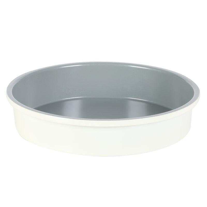 Sur la Table Kitchen Essentials Bake Sale 9" Carbon Steel Cake Pan - Eggshell - Grey Nonstick Interior - Color Label - Round