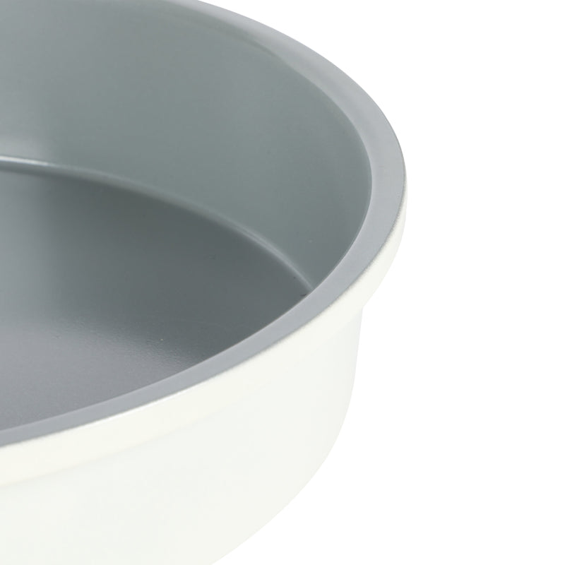 Sur la Table Kitchen Essentials Bake Sale 9" Carbon Steel Cake Pan - Eggshell - Grey Nonstick Interior - Color Label - Round