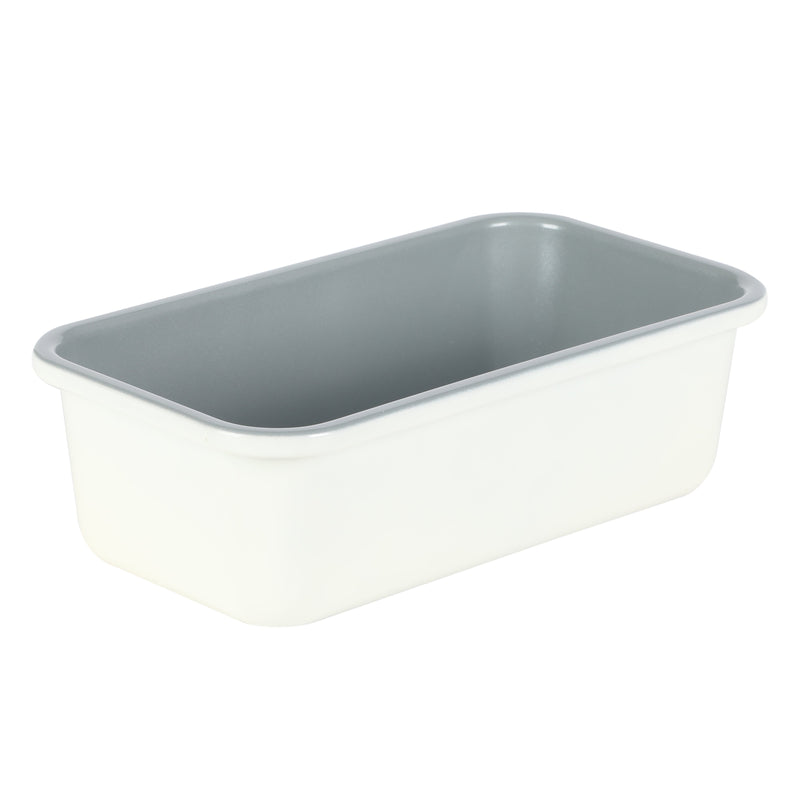 Sur la Table Kitchen Essentials Bake Sale 9" x 5" Carbon Steel Loaf Pan - Eggshell - Grey Nonstick Interior - Color Label