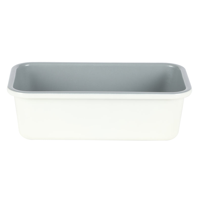 Sur la Table Kitchen Essentials Bake Sale 9" x 5" Carbon Steel Loaf Pan - Eggshell - Grey Nonstick Interior - Color Label