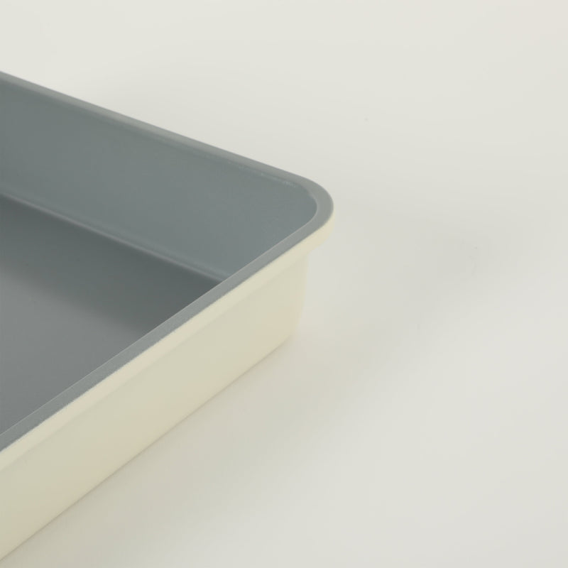 Sur la Table Kitchen Essentials Bake Sale 13" x 9" Carbon Steel Roaster Pan - Eggshell - Rectangle - Grey Nonstick Interior - Color Label