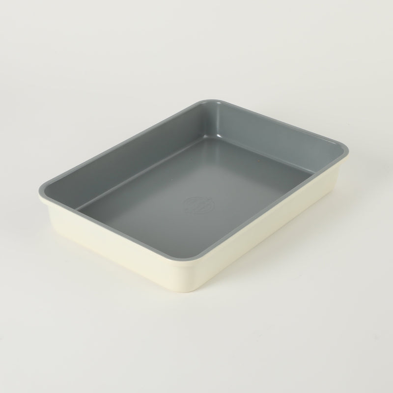 Sur la Table Kitchen Essentials Bake Sale 13" x 9" Carbon Steel Roaster Pan - Eggshell - Rectangle - Grey Nonstick Interior - Color Label
