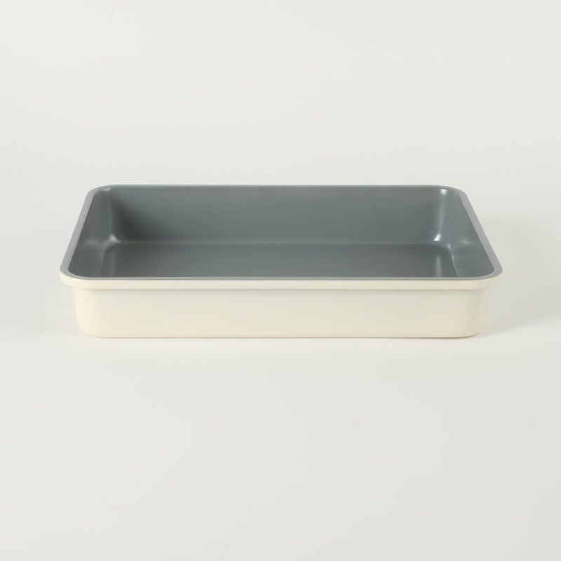 Sur la Table Kitchen Essentials Bake Sale 13" x 9" Carbon Steel Roaster Pan - Eggshell - Rectangle - Grey Nonstick Interior - Color Label