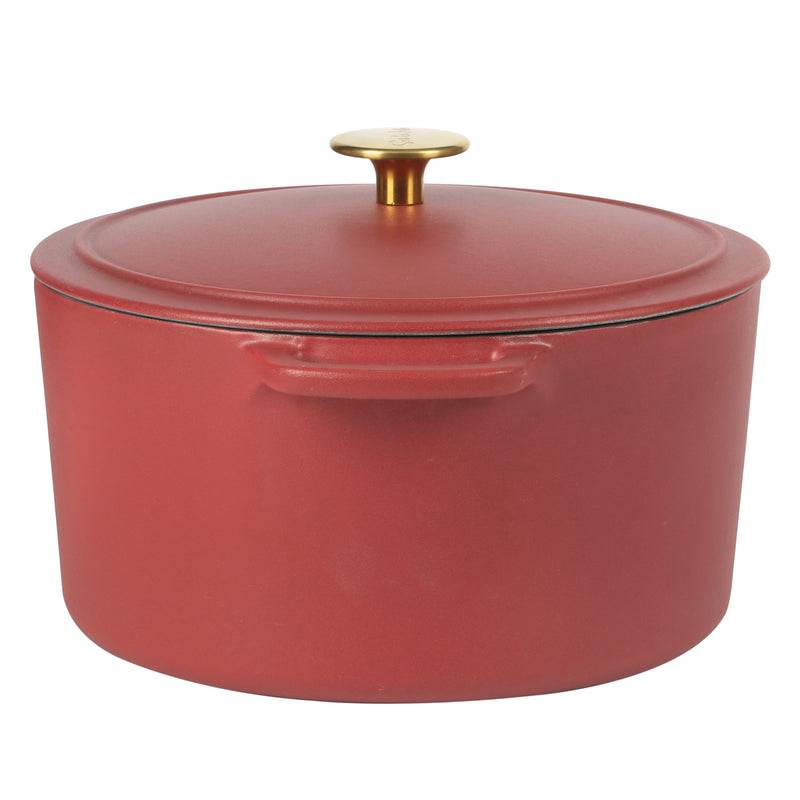 Sur la Table Millau 5.5qt Enamel Cast Iron Dutch Oven W/Lid - Off White Int - Rose Gold Knob - Round - GBX
