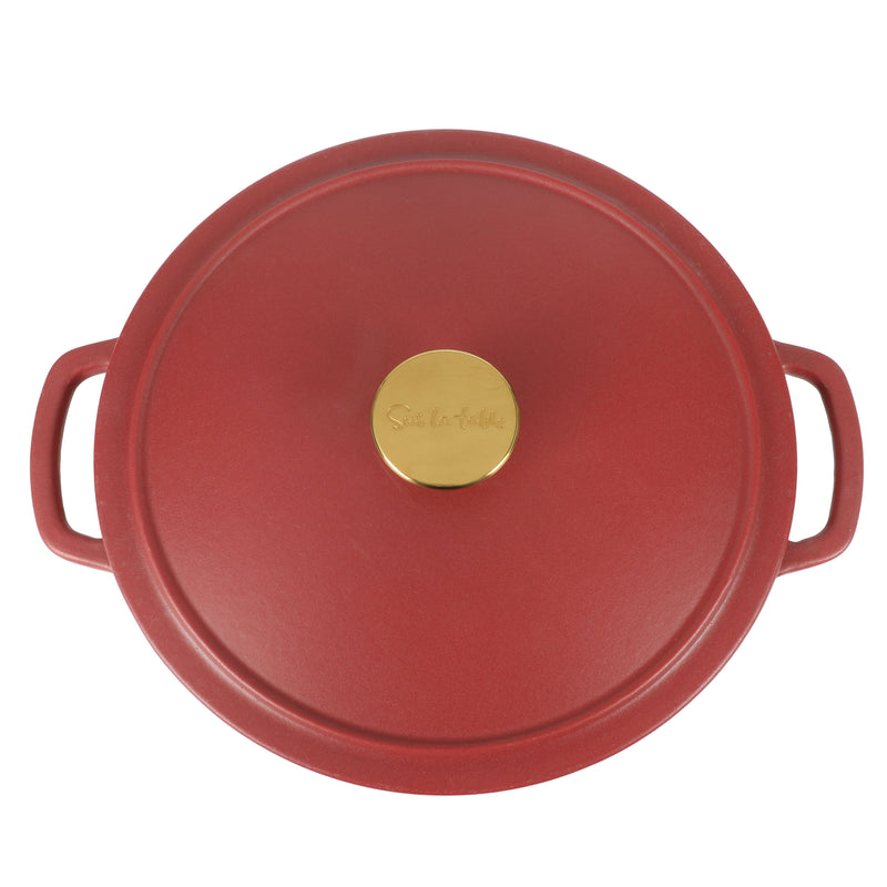Sur la Table Millau 5.5qt Enamel Cast Iron Dutch Oven W/Lid - Off White Int - Rose Gold Knob - Round - GBX