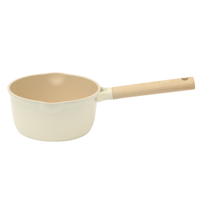 Gibson Elite Folkstone 13pc Cast Aluminum Set w/ Kitchen Tools - Linen - Nonstick Ceramic Interior - Induction Base - Wood Look Soft Touch Handle - Gift Box