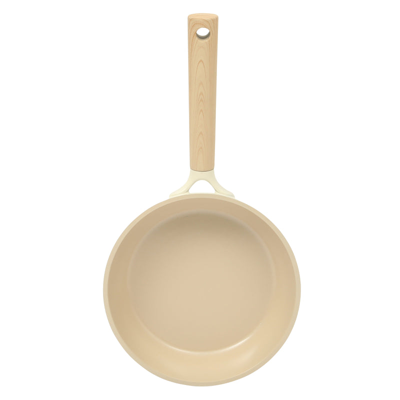 Gibson Elite Folkstone 13pc Cast Aluminum Set w/ Kitchen Tools - Linen - Nonstick Ceramic Interior - Induction Base - Wood Look Soft Touch Handle - Gift Box