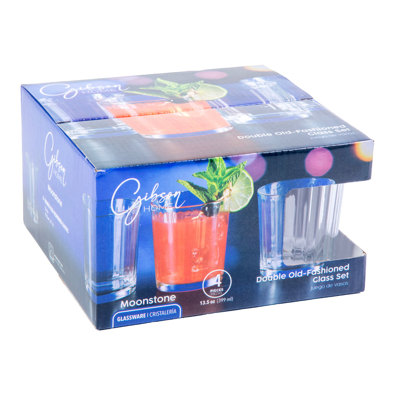 Gibson Home Great Foundations 4pc 13.5 oz DOF Set - Clear - Embossed Glass - Open Window GBX