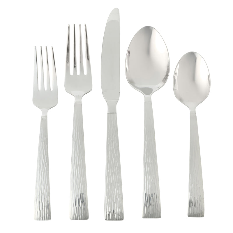 Gibson Home Cowper 20pc Flatware Set - Silver - Polished Hammered - Stainless Steel - Open Window Gift Box