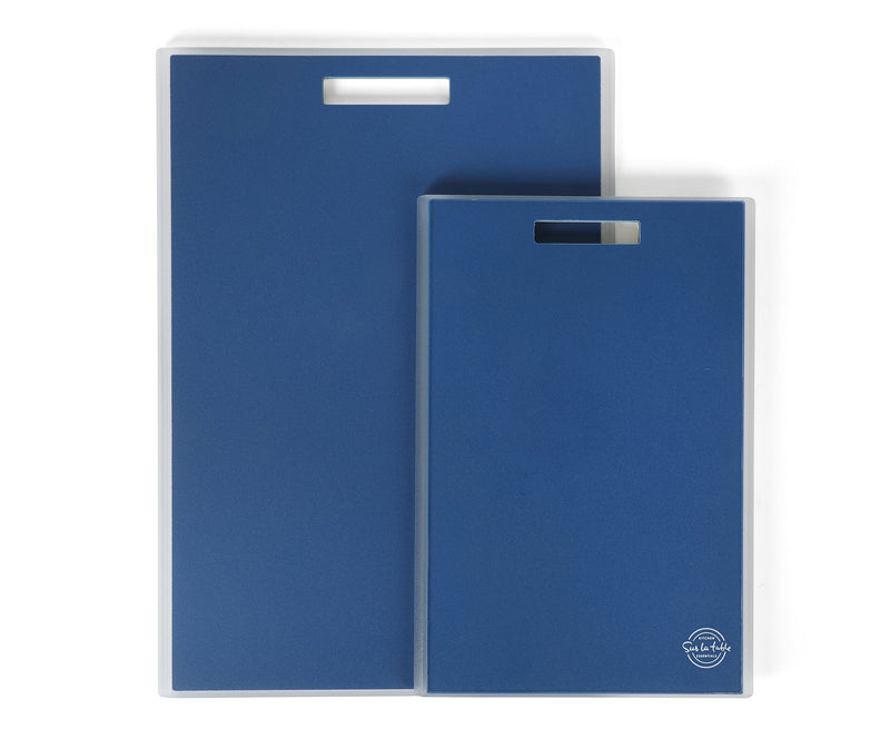 Sur la Table Kitchen Essentials Mess Hall 2pc Cutting Board Set - Egg Shell/Marine - PP - Shrink Wrap w/ Color Label