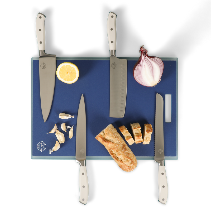 Sur la Table Kitchen Essentials Mess Hall 2pc Cutting Board Set - Egg Shell/Marine - PP - Shrink Wrap w/ Color Label