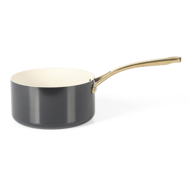 Martha Stewart Galway 10pc Aluminum Cookware Set w/ Aluminum Lid - Black with Gold Color Handle - Gift Box w/ Remailer