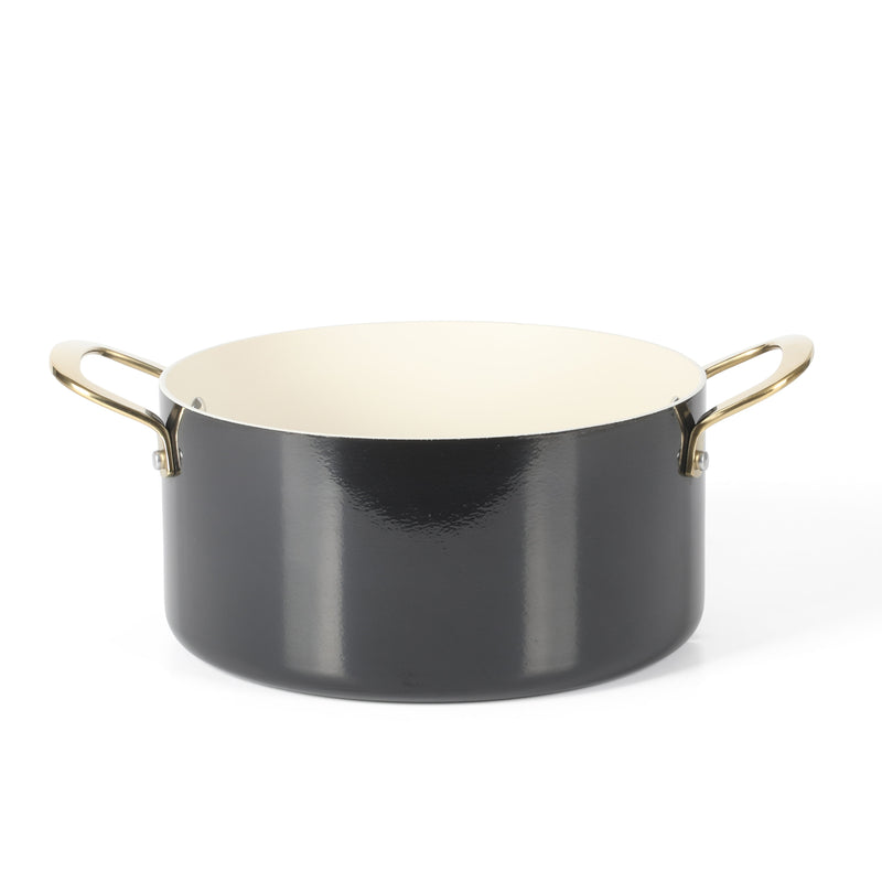 Martha Stewart Galway 10pc Aluminum Cookware Set w/ Aluminum Lid - Black with Gold Color Handle - Gift Box w/ Remailer