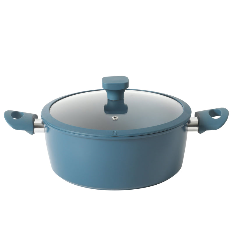 Gibson Home Helensburgh 7pc Carbon Steel Cookware Set w/ Silicone Rim Glass Lid - Soft Touch Bakelite Handle - Gift Box