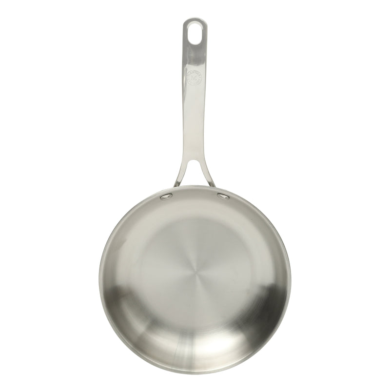 Martha Stewart Castelle 8" Stainless Steel Frying Pan - Satin Polish Interior- Gold PVD Handle - Impact Bonded Base - Color Sleeve