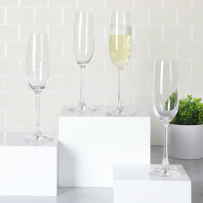 Martha Stewart Vivica 4pc 7.3oz Stemmed Flute Glass Set - Clear - Open Window Gift Box