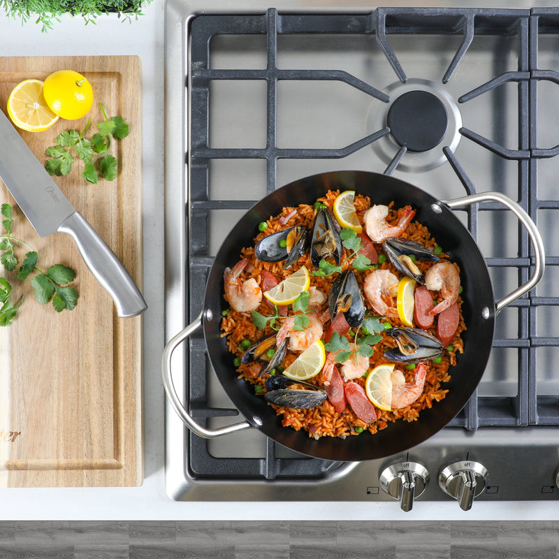 Oster Smithfire 11" Non-Stick Steel Paella Pan - Matte Black - Color Label