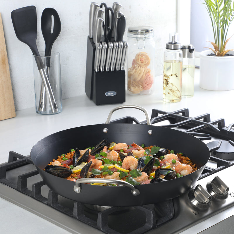 Oster Smithfire 16" Non-Stick Steel Paella Pan - Matte Black - Color Label
