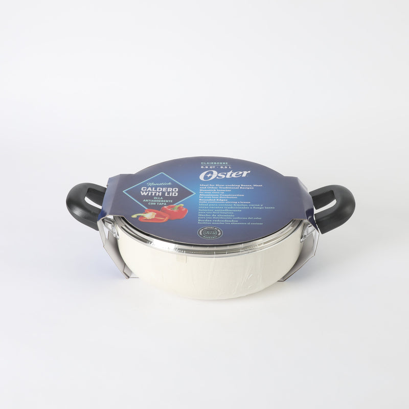 Oster Clairborne 6.9qt Aluminum Caldero w/ Glass Lid - White - Color Sleeve