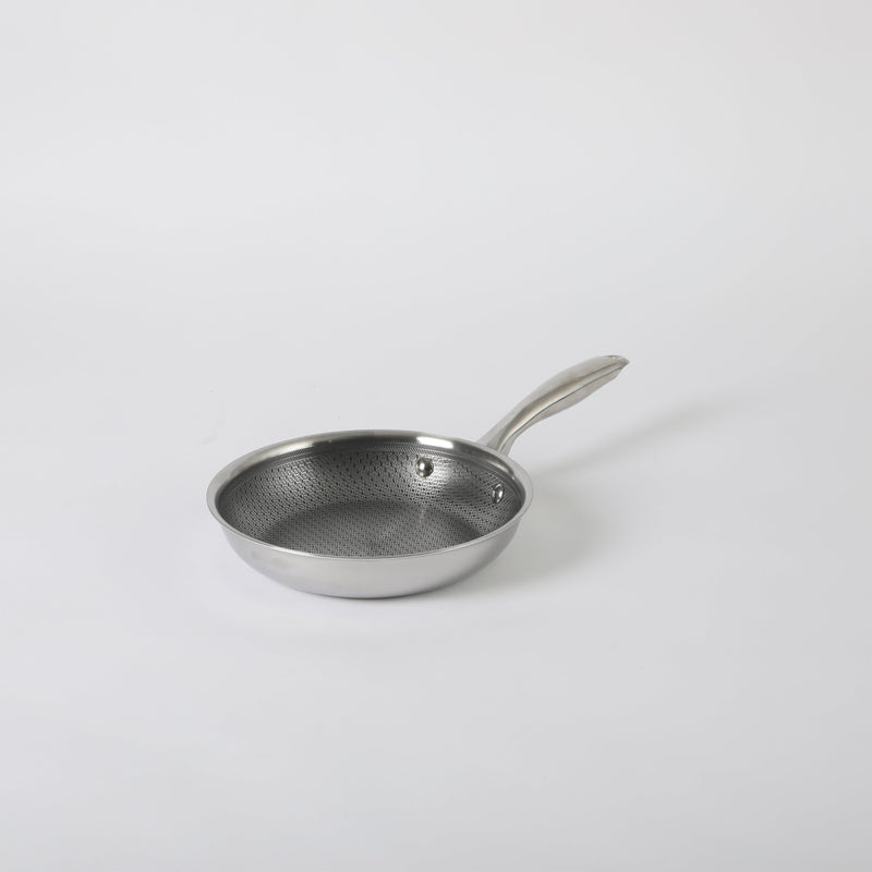 Oster Modessa 8" Triply Stainless Steel Frying Pan - Etching Nonstick Interior - Long Handle - Color Sleeve