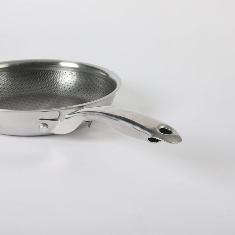 Oster Modessa 8" Triply Stainless Steel Frying Pan - Etching Nonstick Interior - Long Handle - Color Sleeve