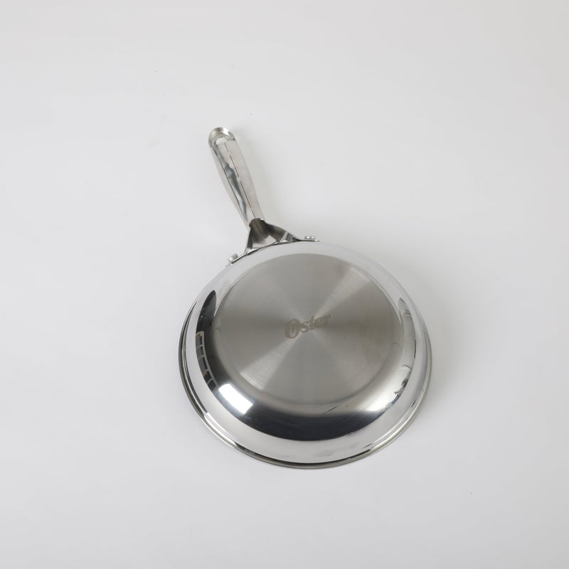 Oster Modessa 8" Triply Stainless Steel Frying Pan - Etching Nonstick Interior - Long Handle - Color Sleeve