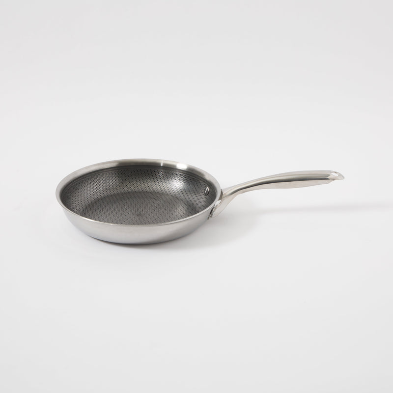 Oster Modessa 9.5" Triply Stainless Steel Frying Pan - Etching Nonstick Interior - Long Handle - Color Sleeve