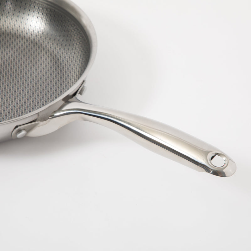 Oster Modessa 9.5" Triply Stainless Steel Frying Pan - Etching Nonstick Interior - Long Handle - Color Sleeve