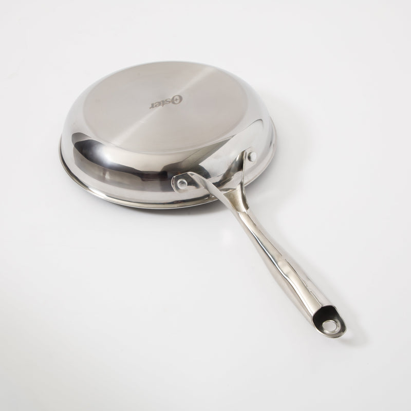 Oster Modessa 9.5" Triply Stainless Steel Frying Pan - Etching Nonstick Interior - Long Handle - Color Sleeve